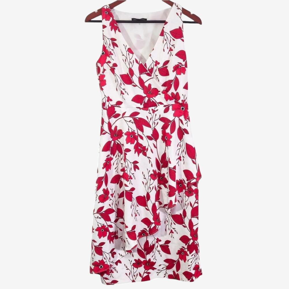 Banana Republic Floral Dress Red White Size 0 Garden Party Wedding Guest